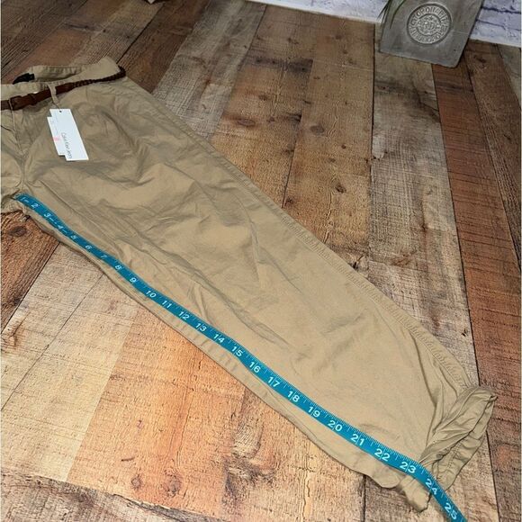 Nwt Calvin Klein khaki chino Capri cropped pants belted - Picture 4 of 11